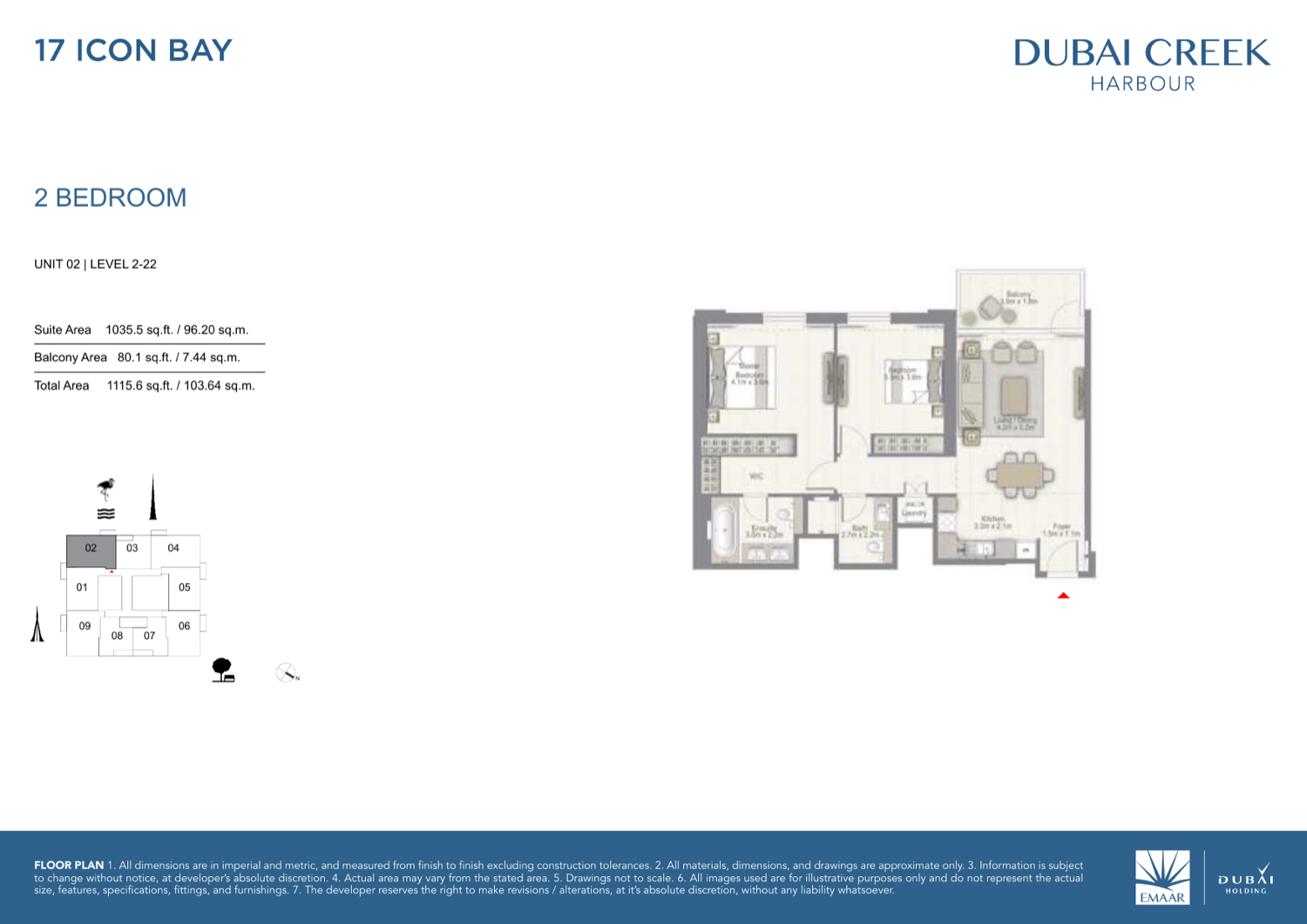 2 Bedroom with Balcony — Unit 2