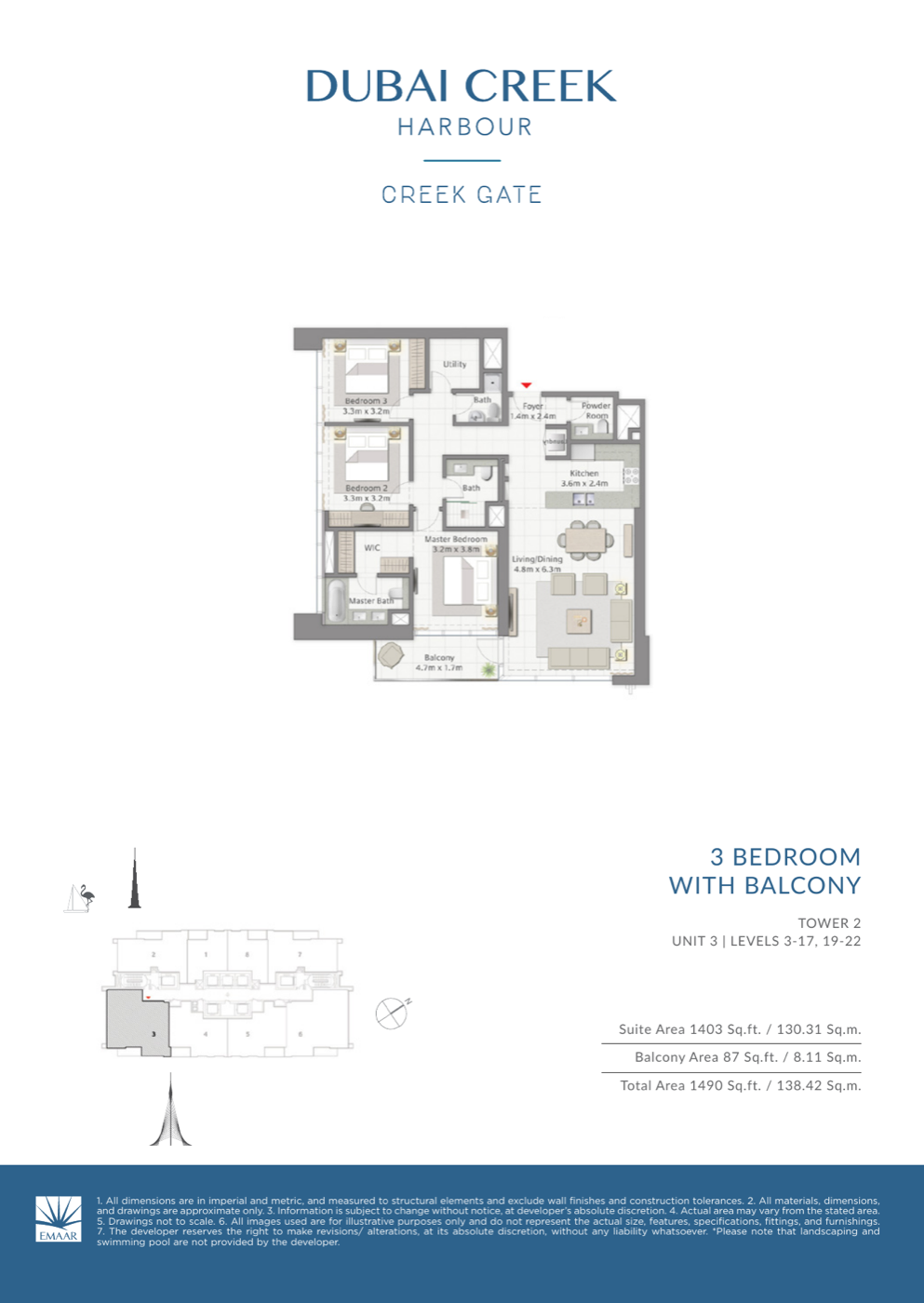 3 Bedroom with Balcony — Unit 3