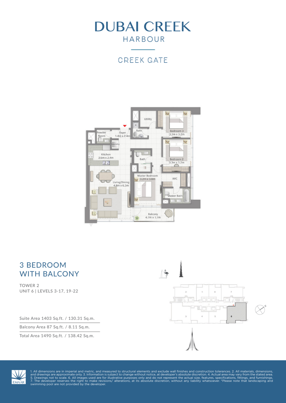 3 Bedroom with Balcony — Unit 6