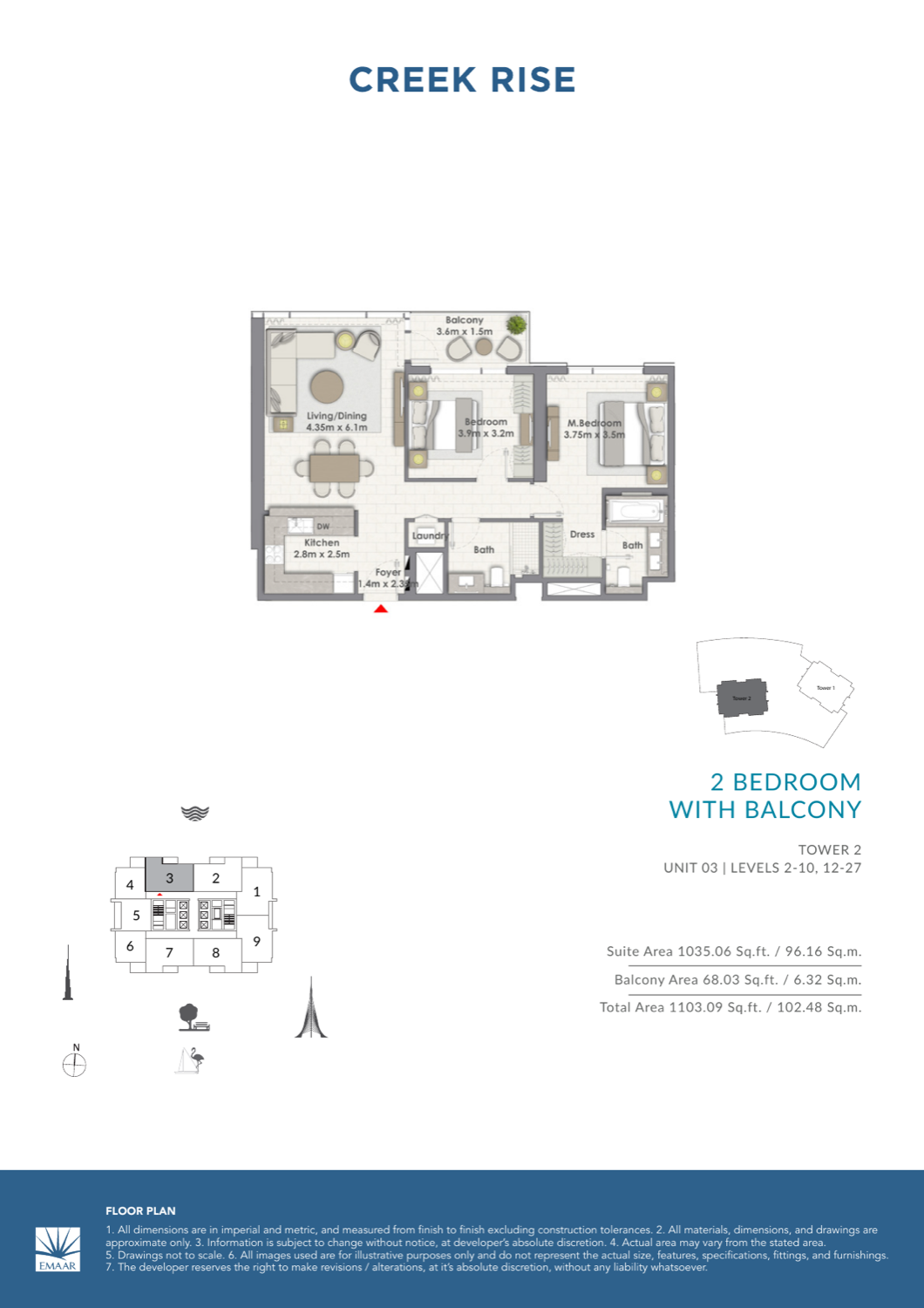 2 Bedroom with Balcony — Unit 3