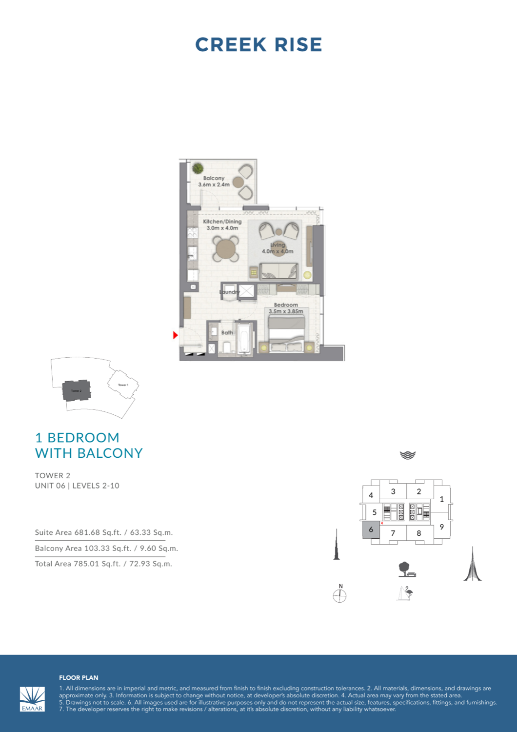 1 Bedroom with Balcony — Unit 6