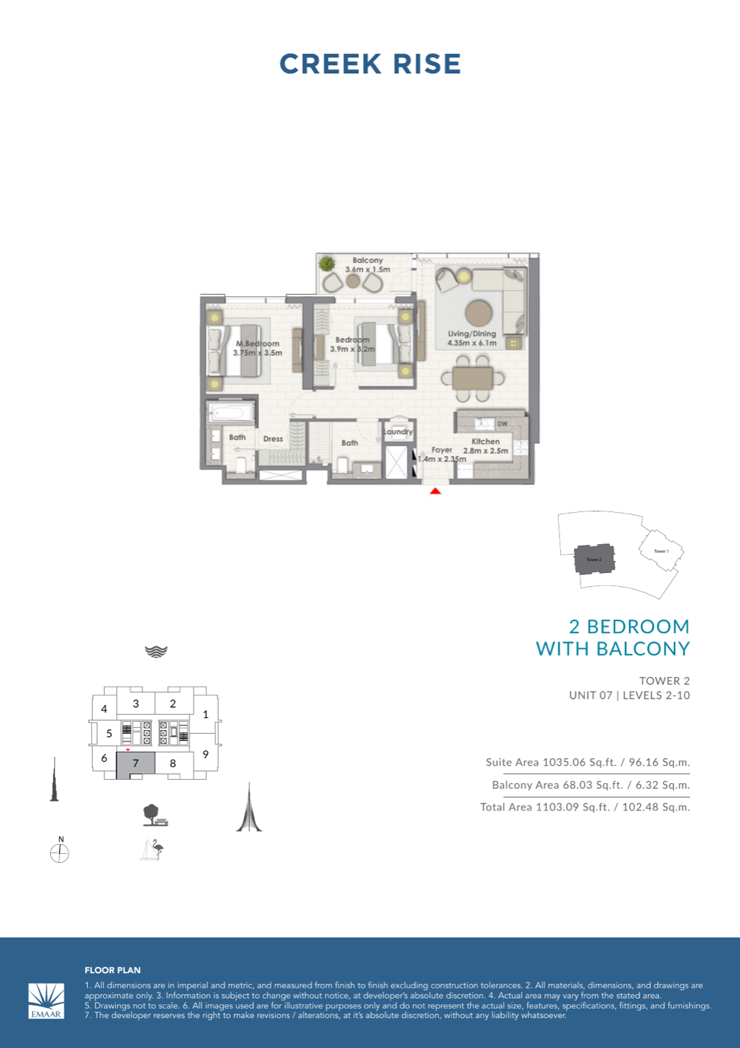 2 Bedroom with Balcony — Unit 7