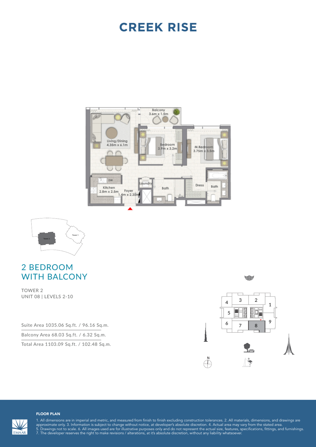 2 Bedroom with Balcony — Unit 8