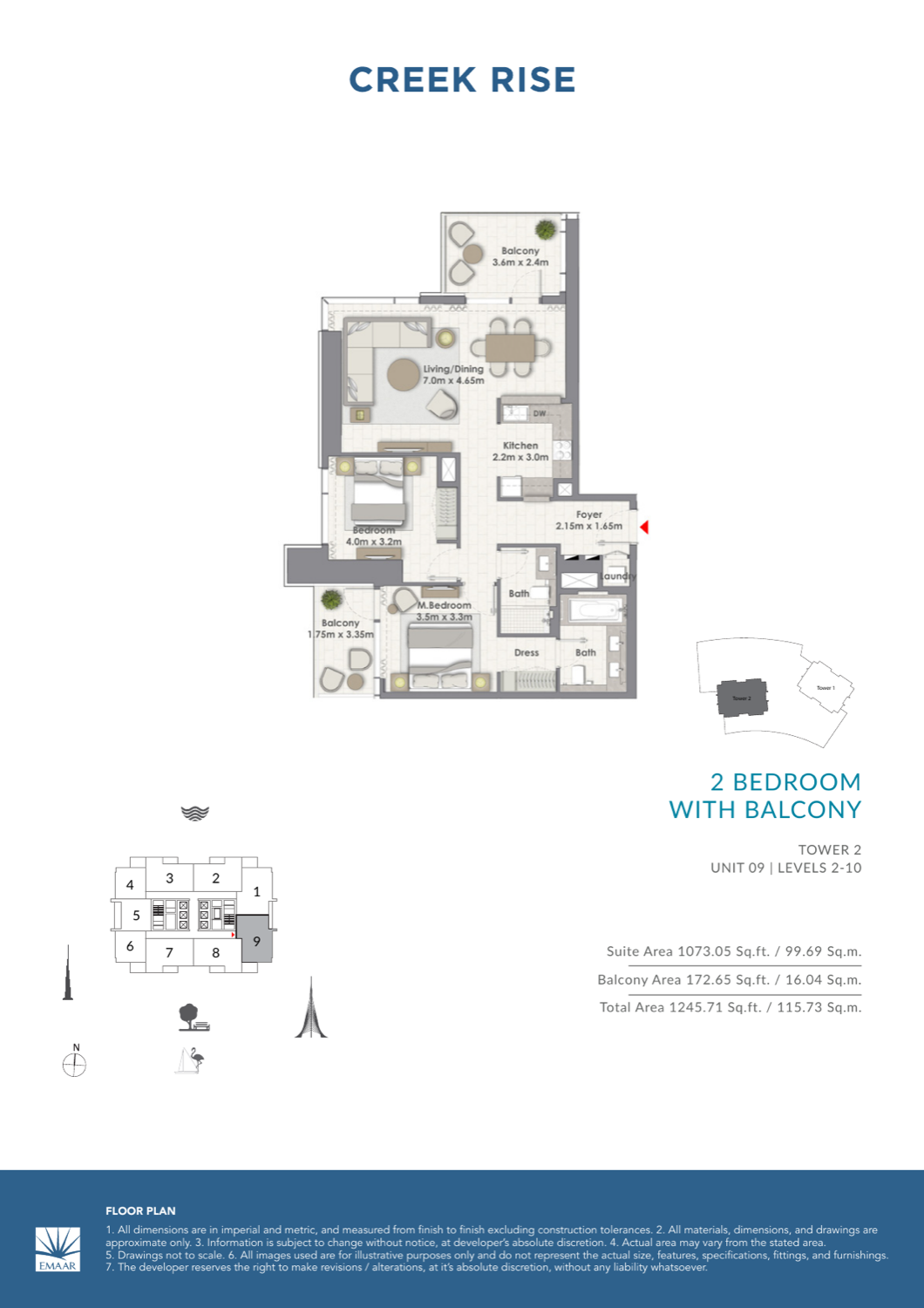 2 Bedroom with Balcony — Unit 9