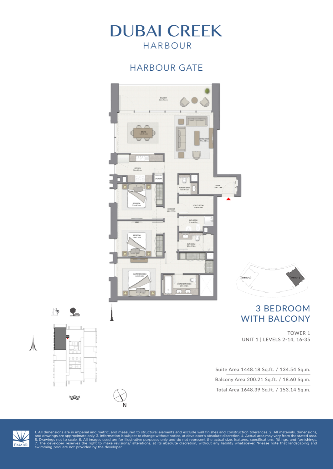 3 Bedroom with Balcony — Unit 1