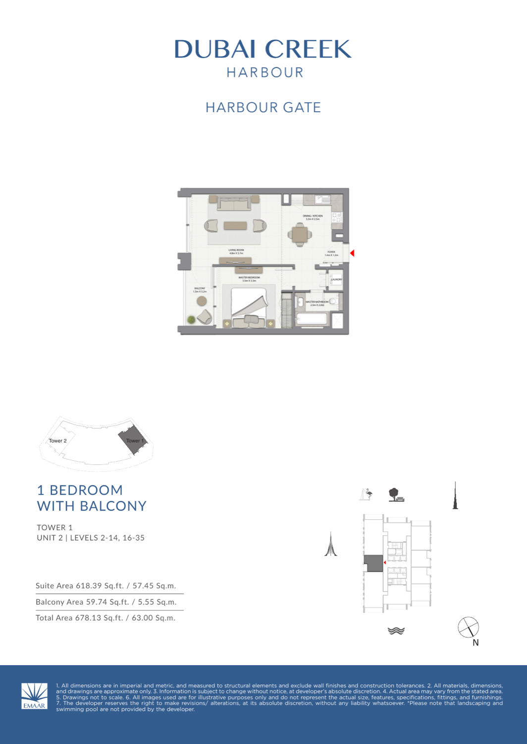 1 Bedroom with Balcony — Unit 2