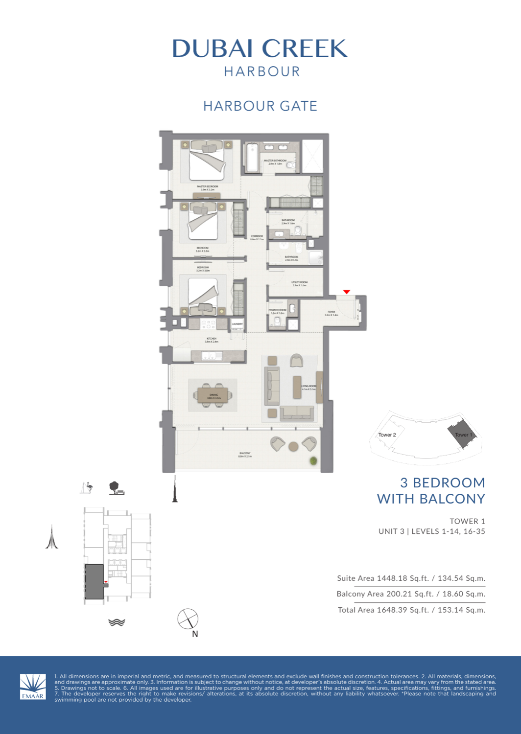 3 Bedroom with Balcony — Unit 3