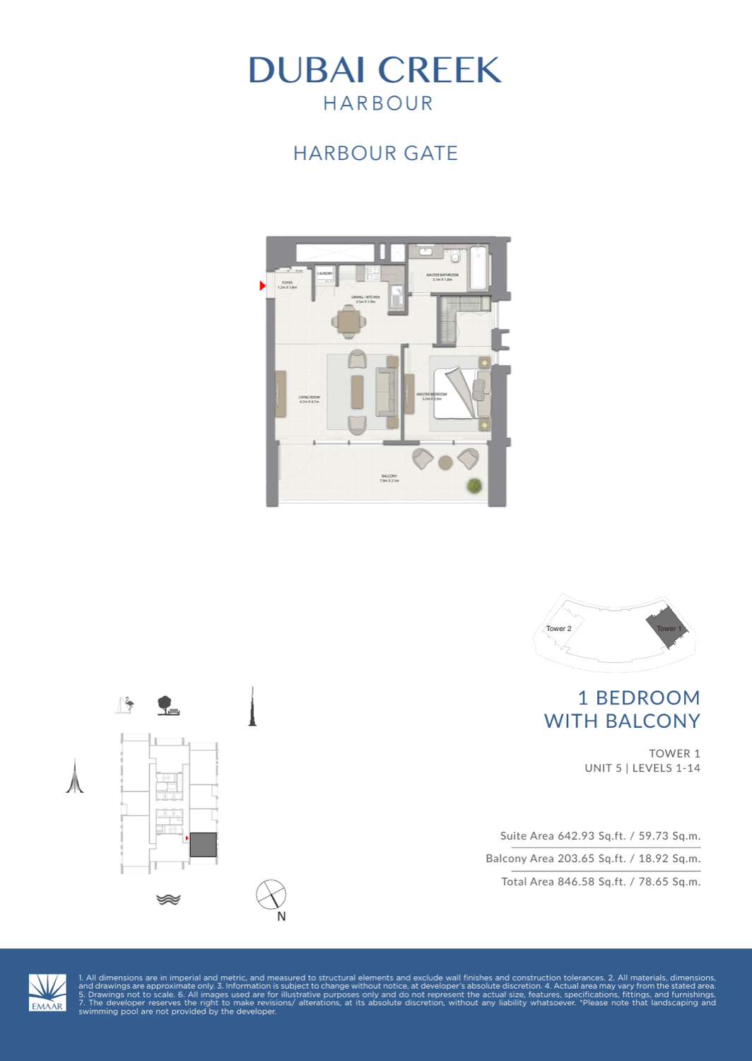 1 Bedroom with Balcony — Unit 5