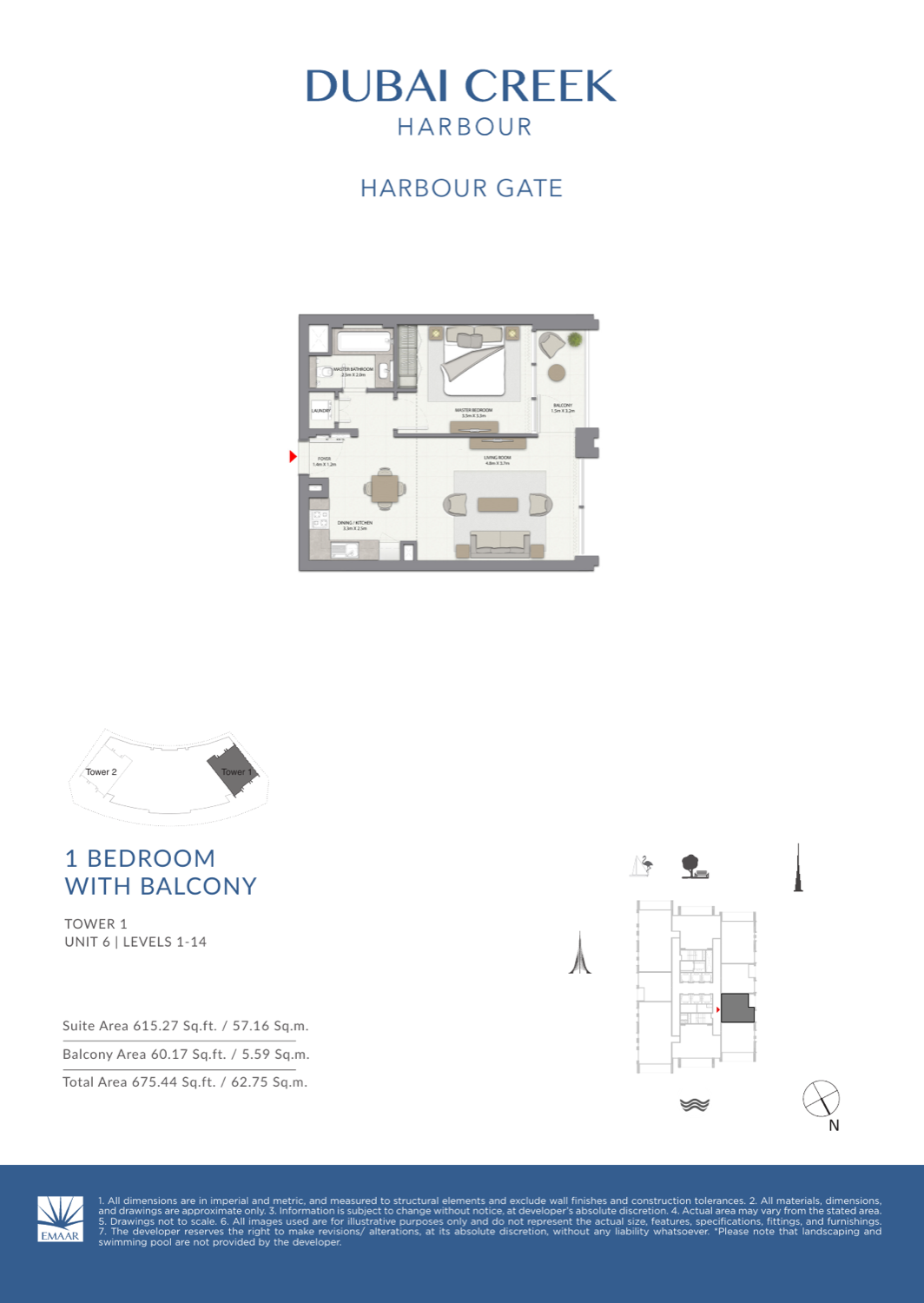 1 Bedroom with Balcony — Unit 6
