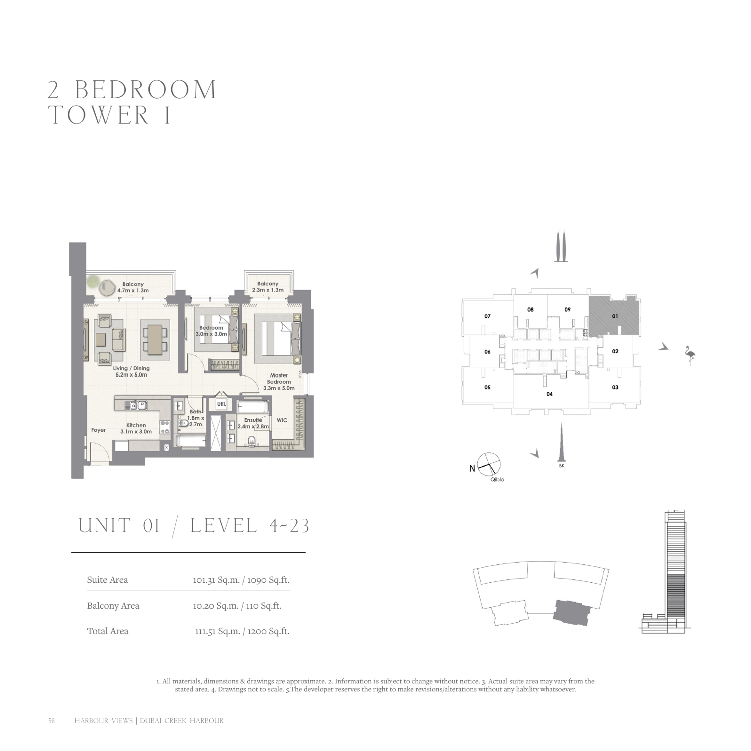 2 Bedroom with Balcony — Unit 1