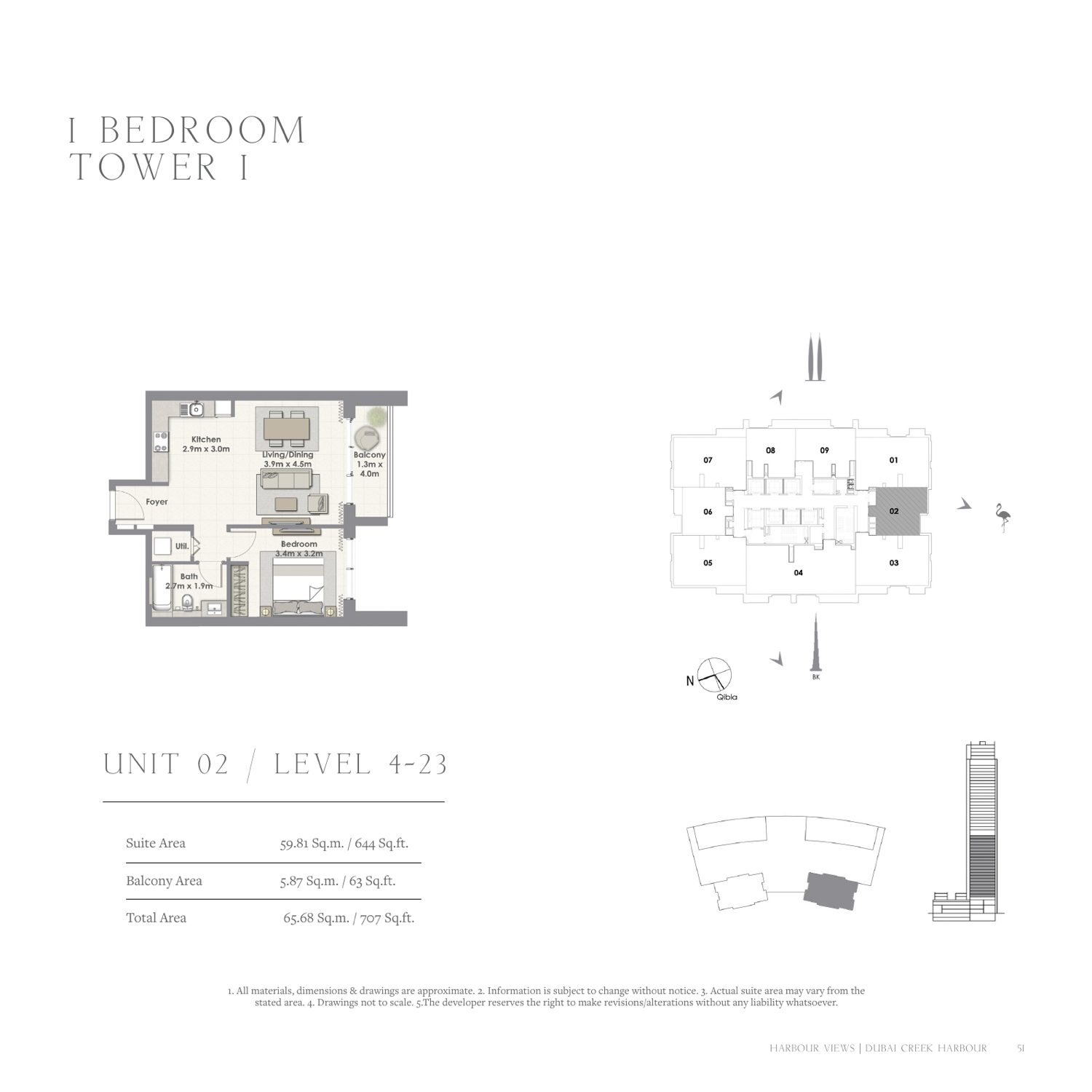 1 Bedroom with Balcony — Unit 2