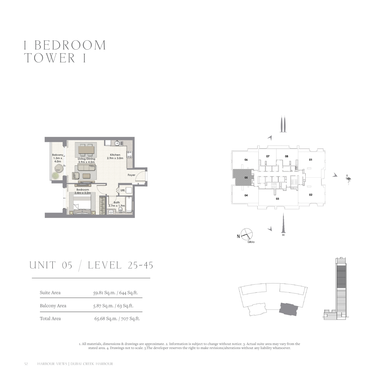 1 Bedroom with Balcony — Unit 5