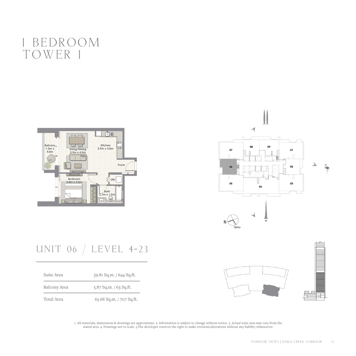 1 Bedroom with Balcony — Unit 6