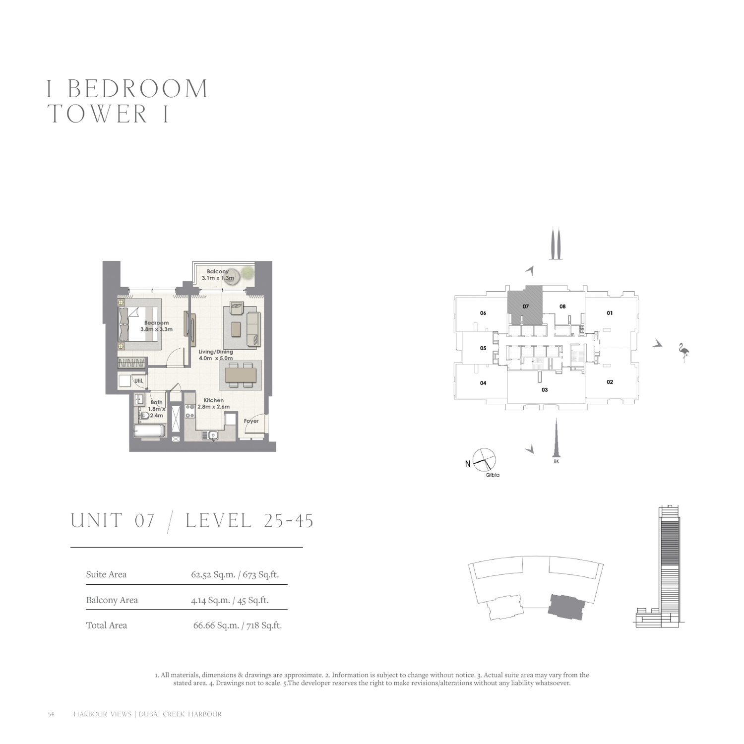 1 Bedroom with Balcony — Unit 7