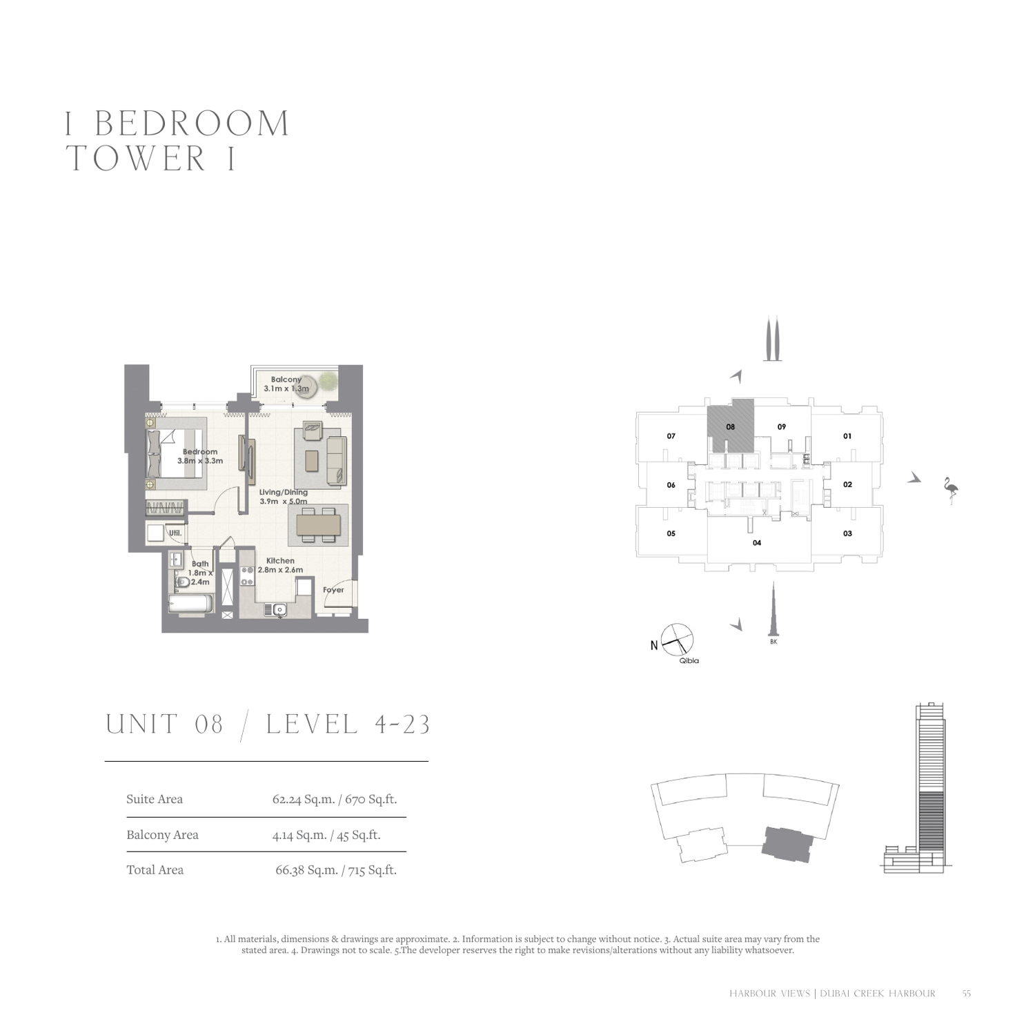 1 Bedroom with Balcony — Unit 8