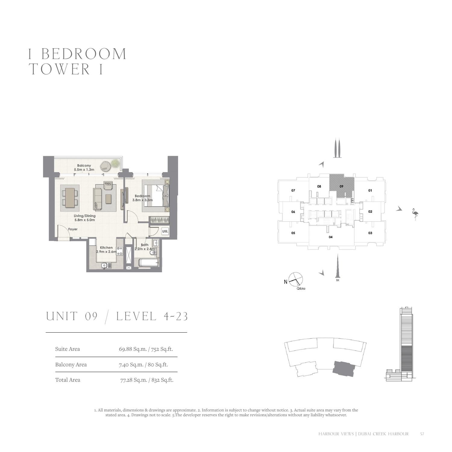 1 Bedroom with Balcony — Unit 9
