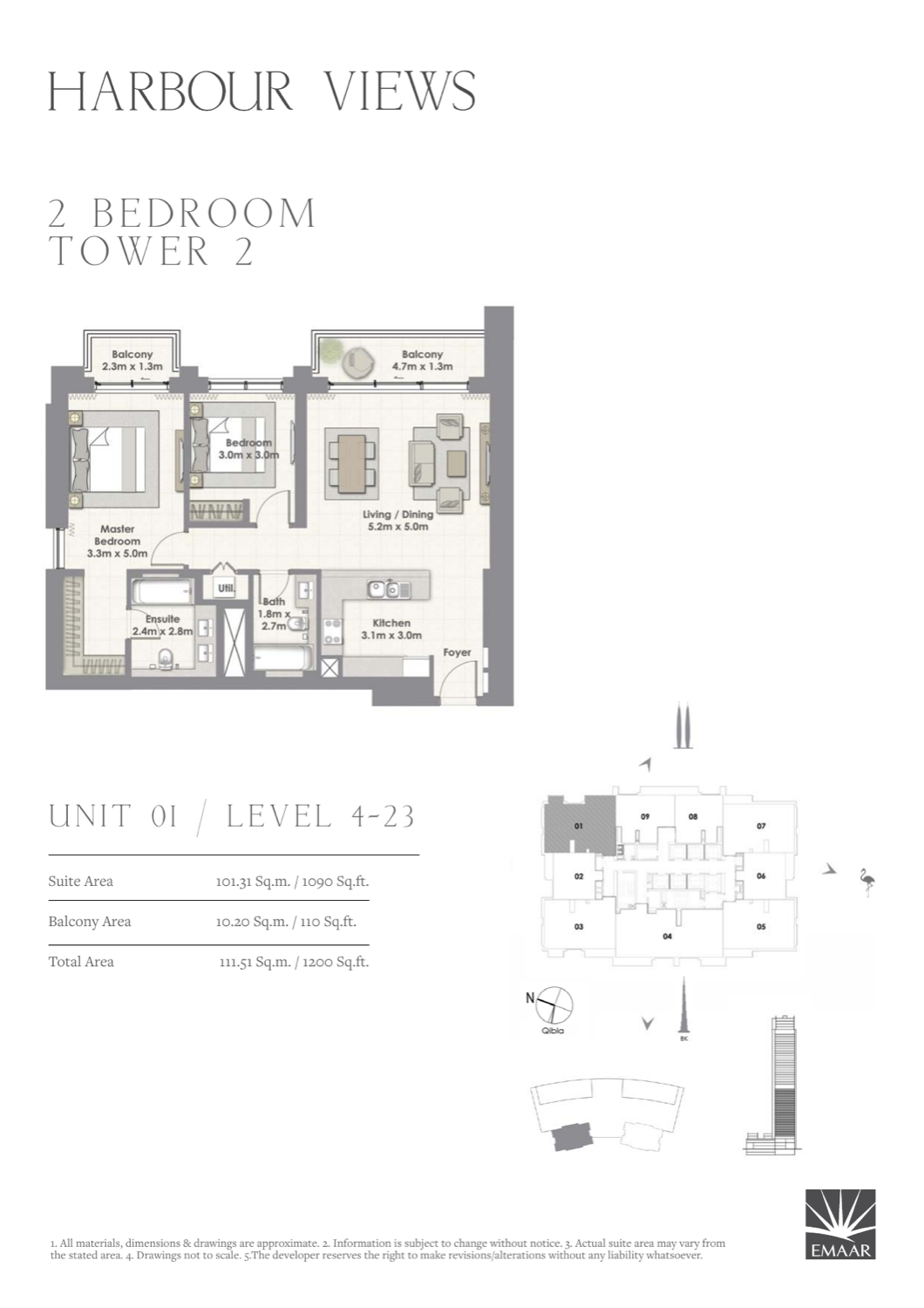 2 Bedroom with Balcony — Unit 1