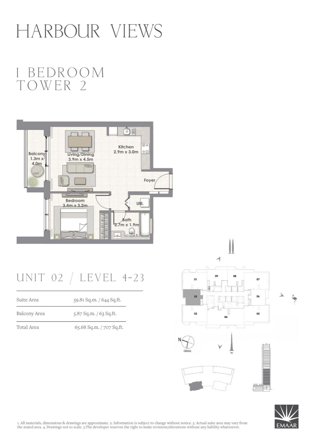 1 Bedroom with Balcony — Unit 2
