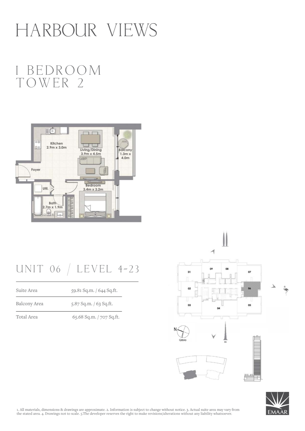 1 Bedroom with Balcony — Unit 6