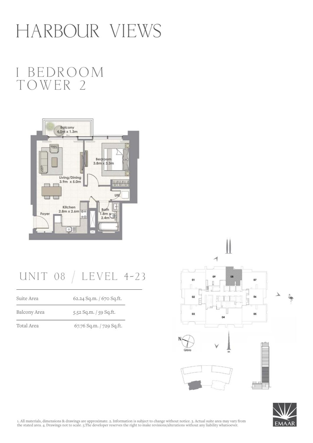 1 Bedroom with Balcony — Unit 8