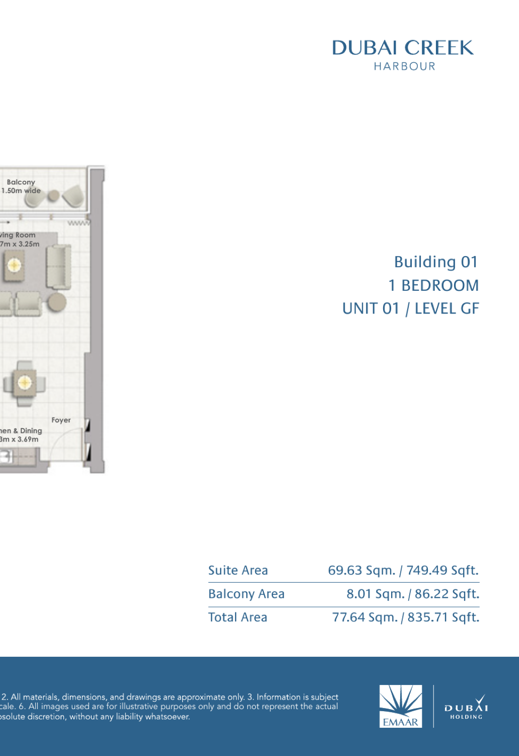 1 Bedroom with Balcony — Unit 1