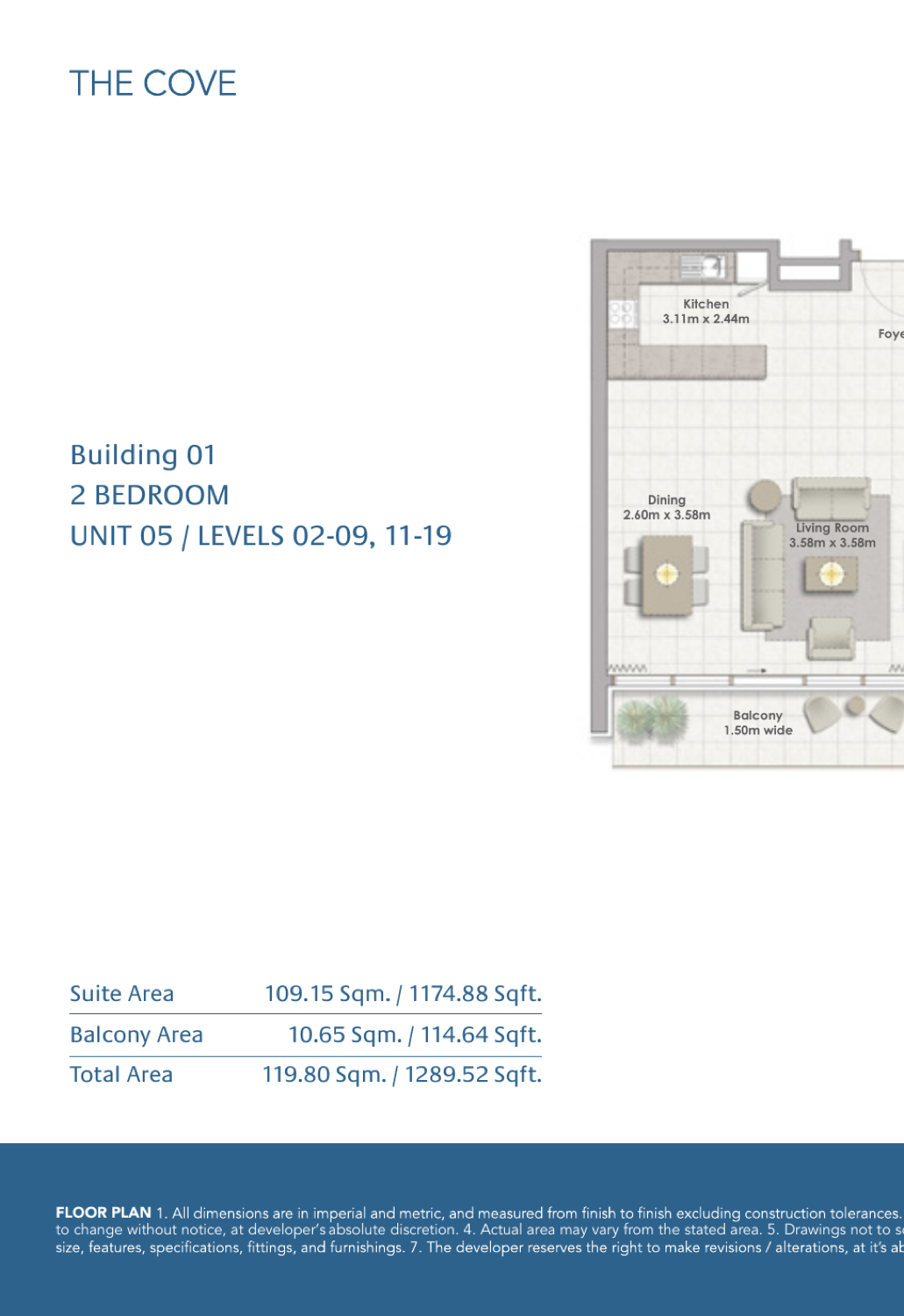 2 Bedroom with Balcony — Unit 5