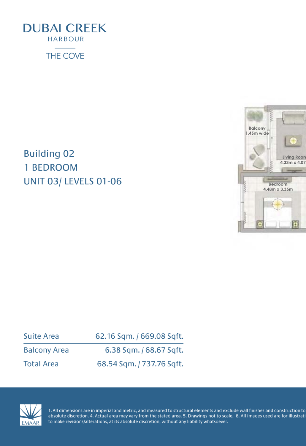 1 Bedroom with Balcony — Unit 3