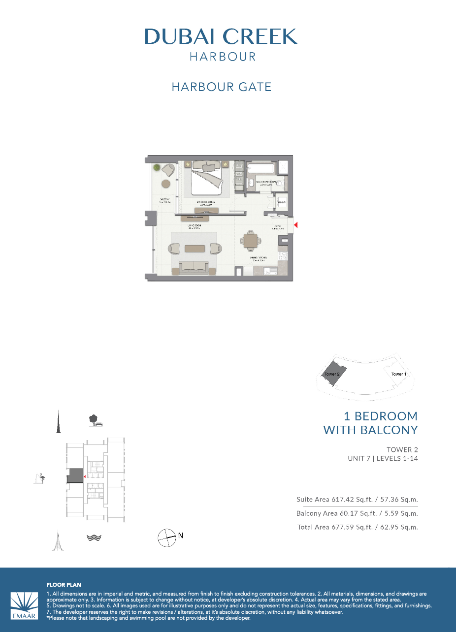 1 Bedroom with Balcony — Unit 07