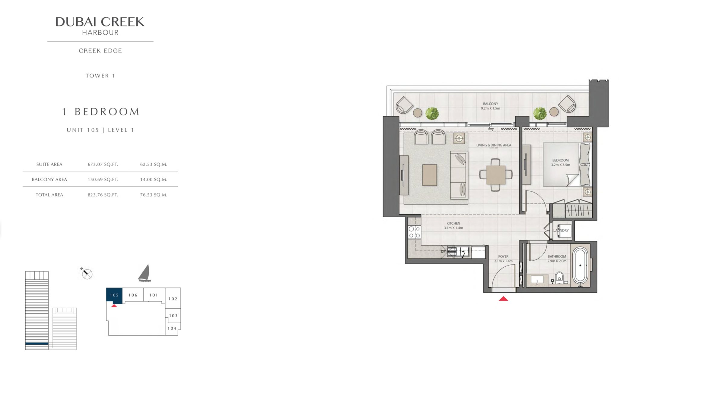1 Bedroom Level 1 / Unit 5