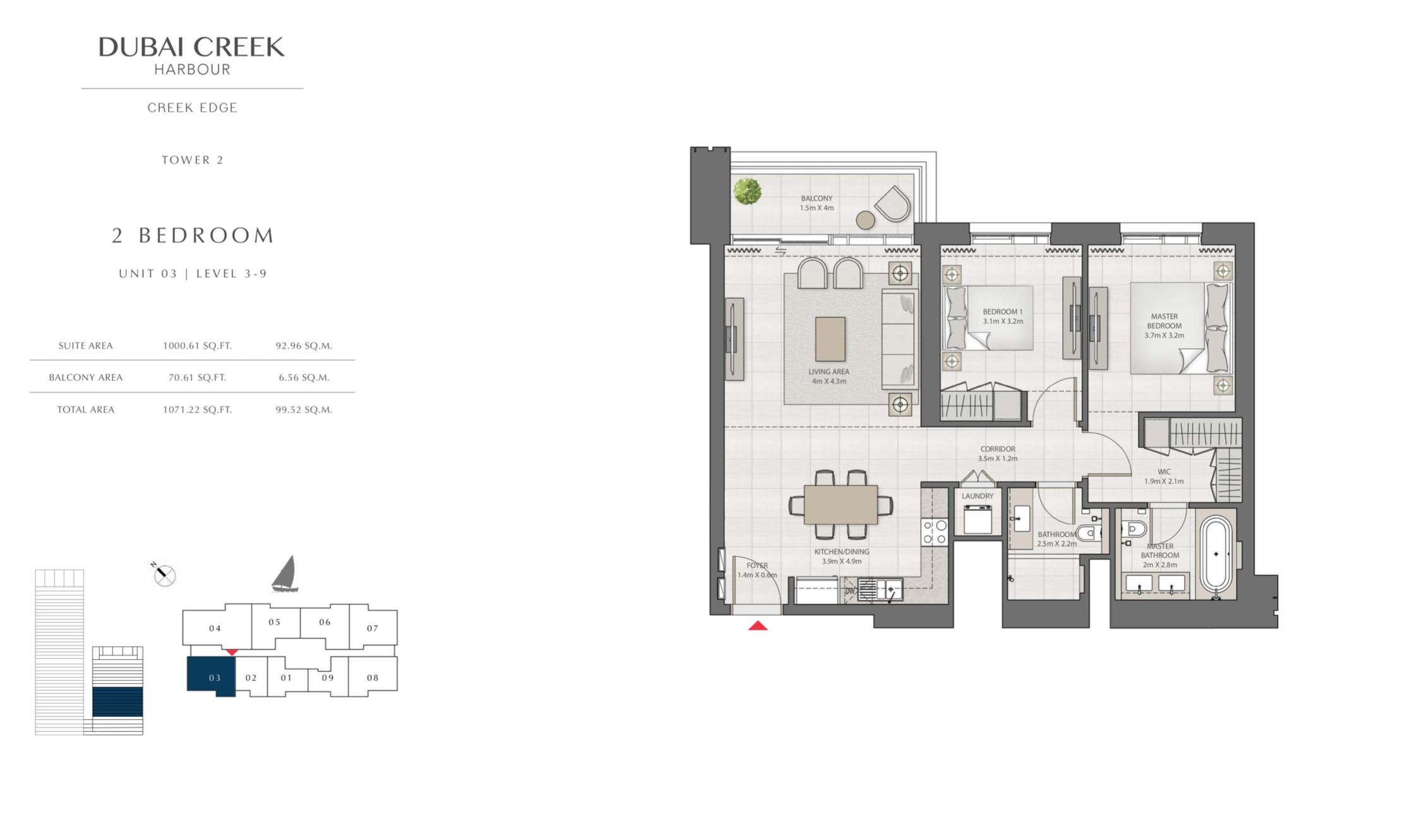 2 Bedroom Level 3-9 / Unit 3
