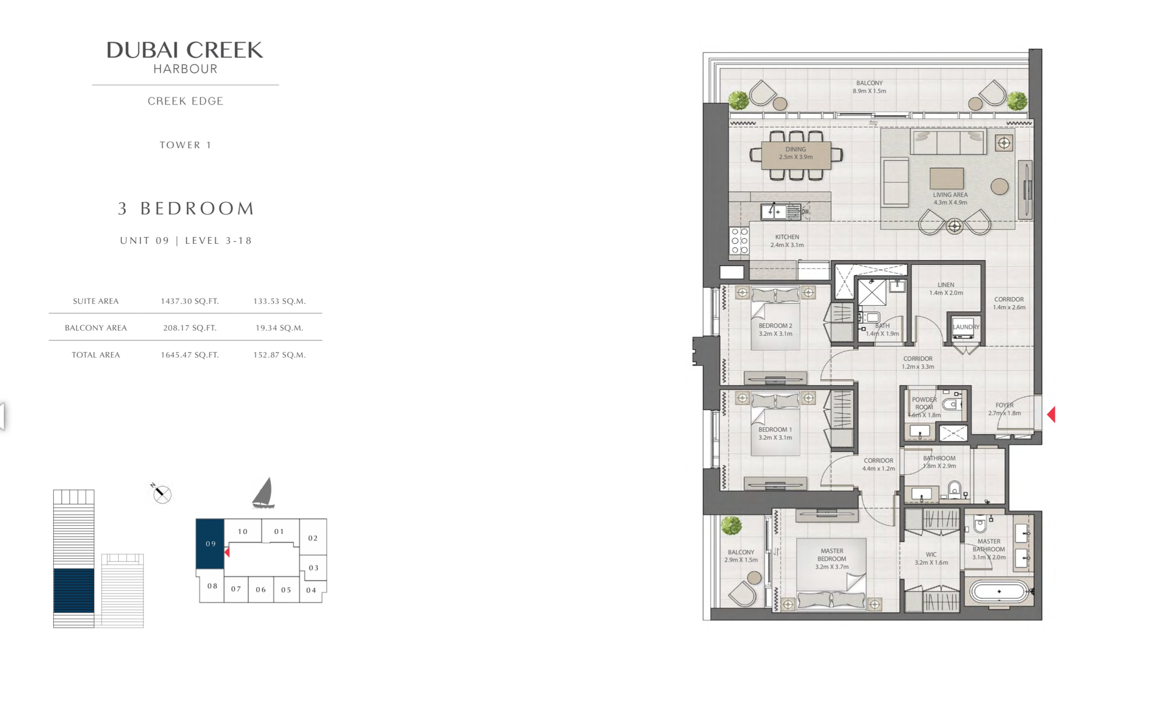3 Bedroom Level 3-18 / Unit 9