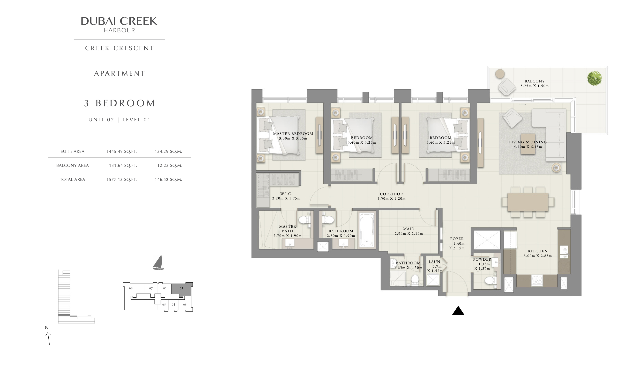 3 Bedroom Unit 02 - Level 1