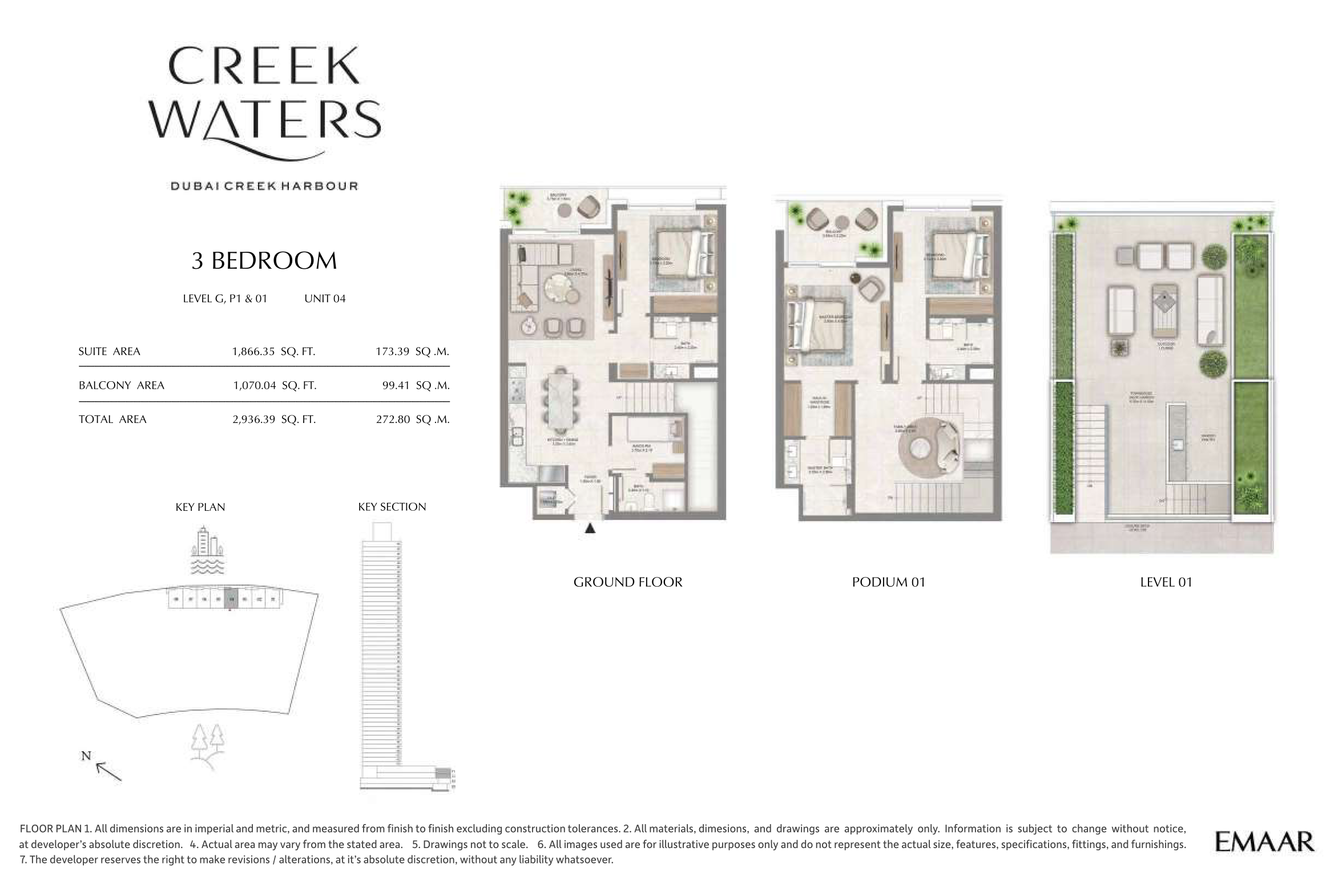 3 Bedroom Unit 4 - Level G,P1 & 1