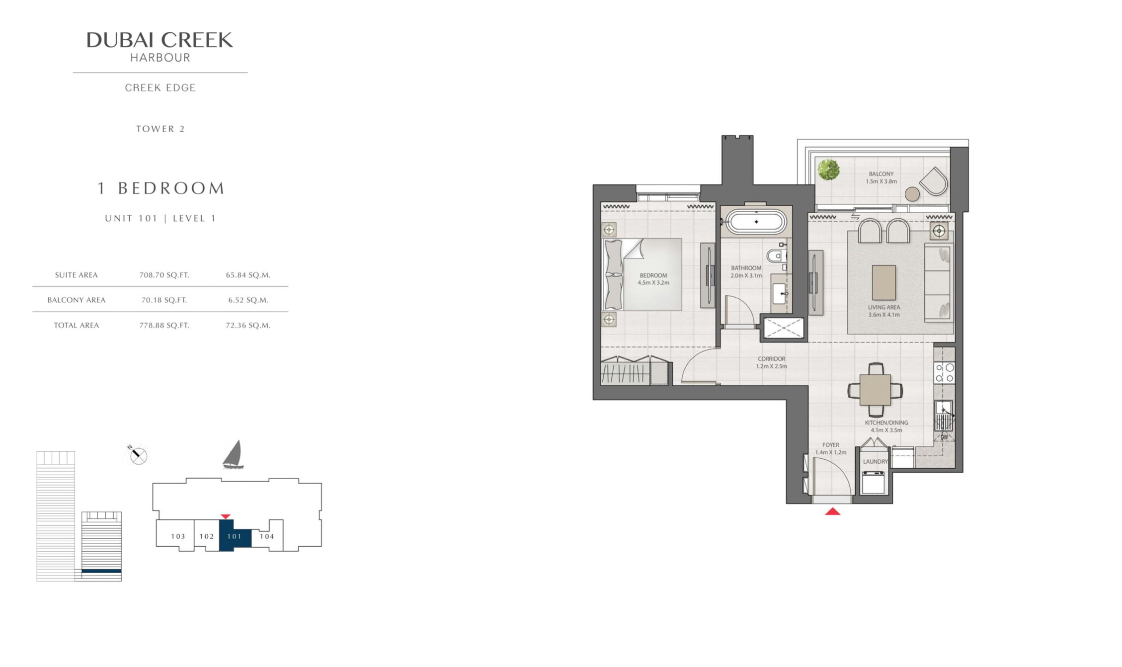 1 Bedroom Level 1 / Unit 1