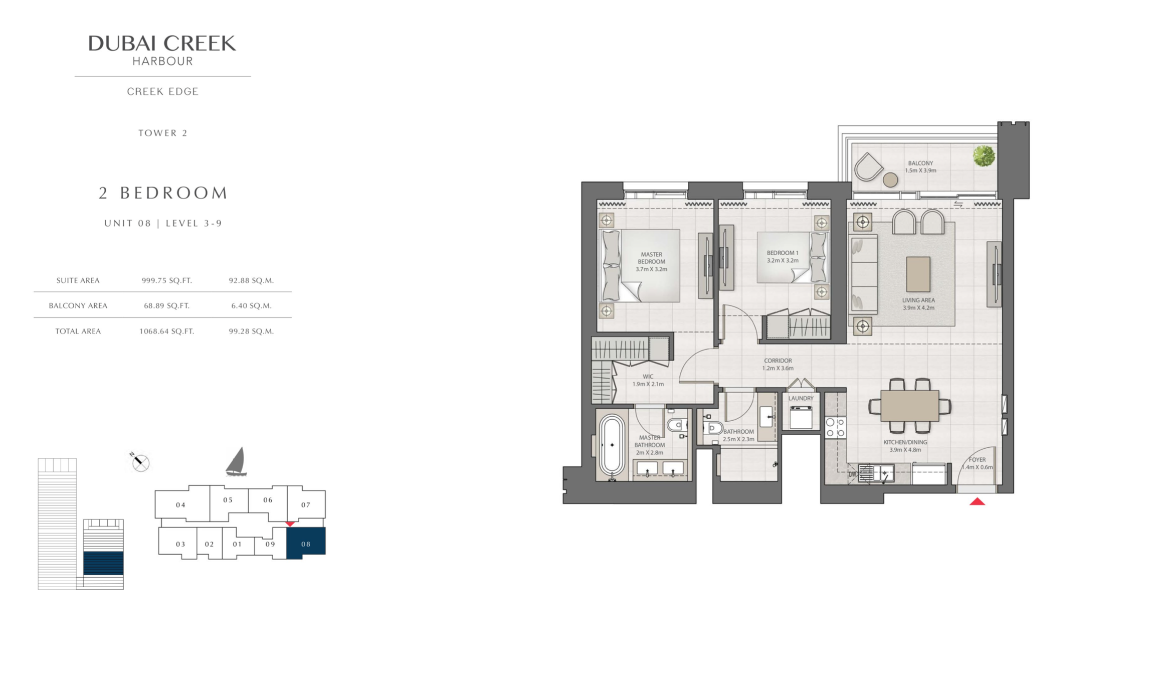 2 Bedroom Level 3-9 / Unit 8