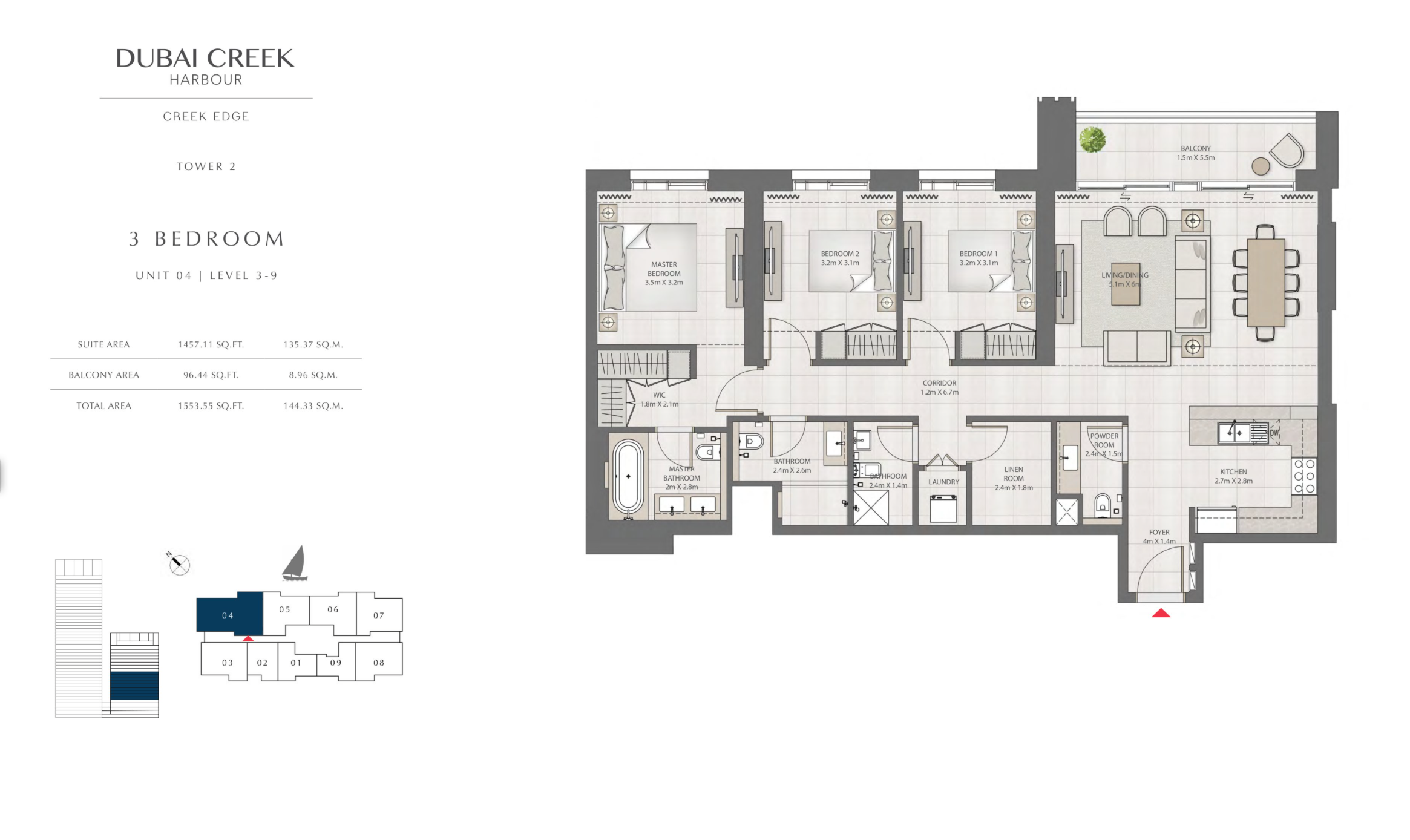 3 Bedroom Level 3-9 / Unit 4