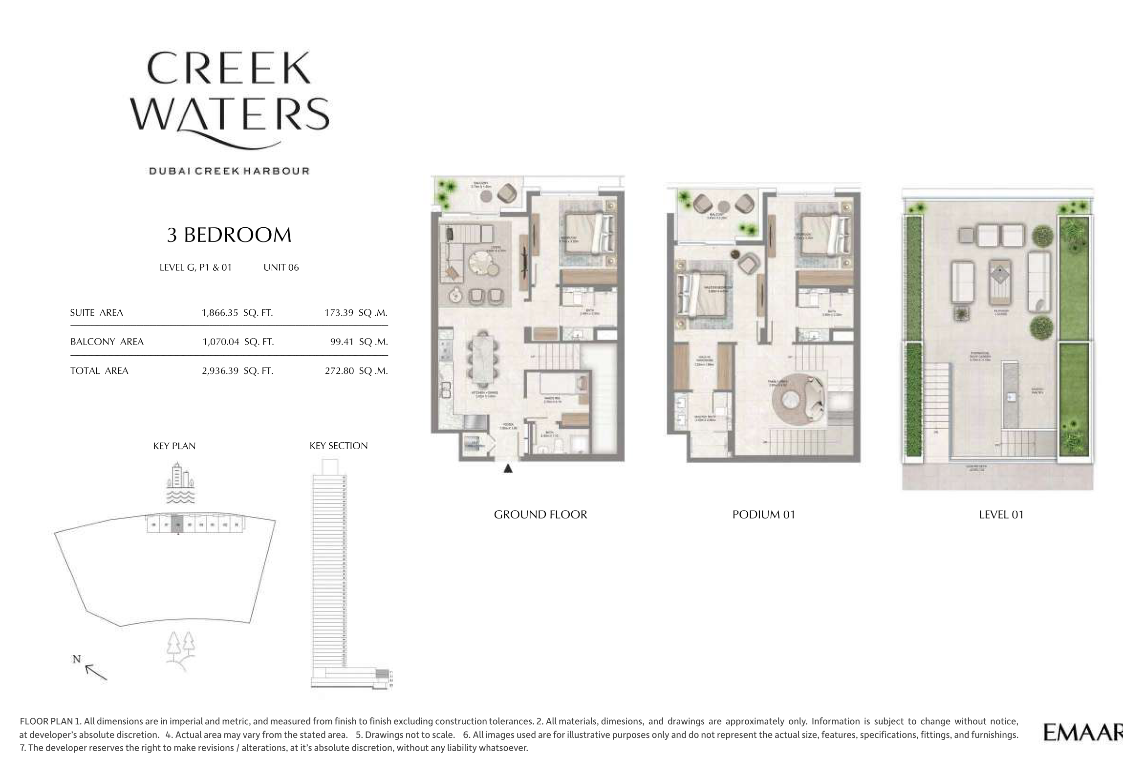 3 Bedroom Unit 6 - Level G,P1 & 1