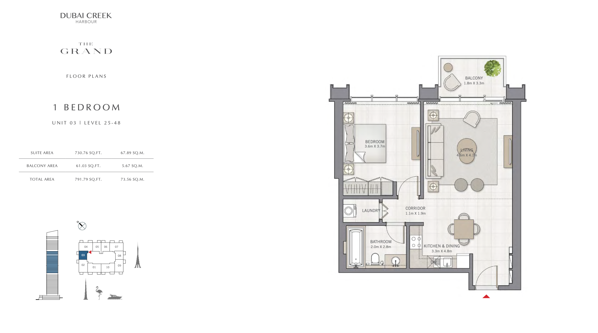 1 Bedroom Unit 03 - Level 25-48