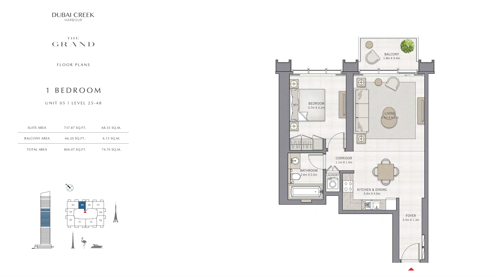 1 Bedroom Unit 05 - Level 25-48