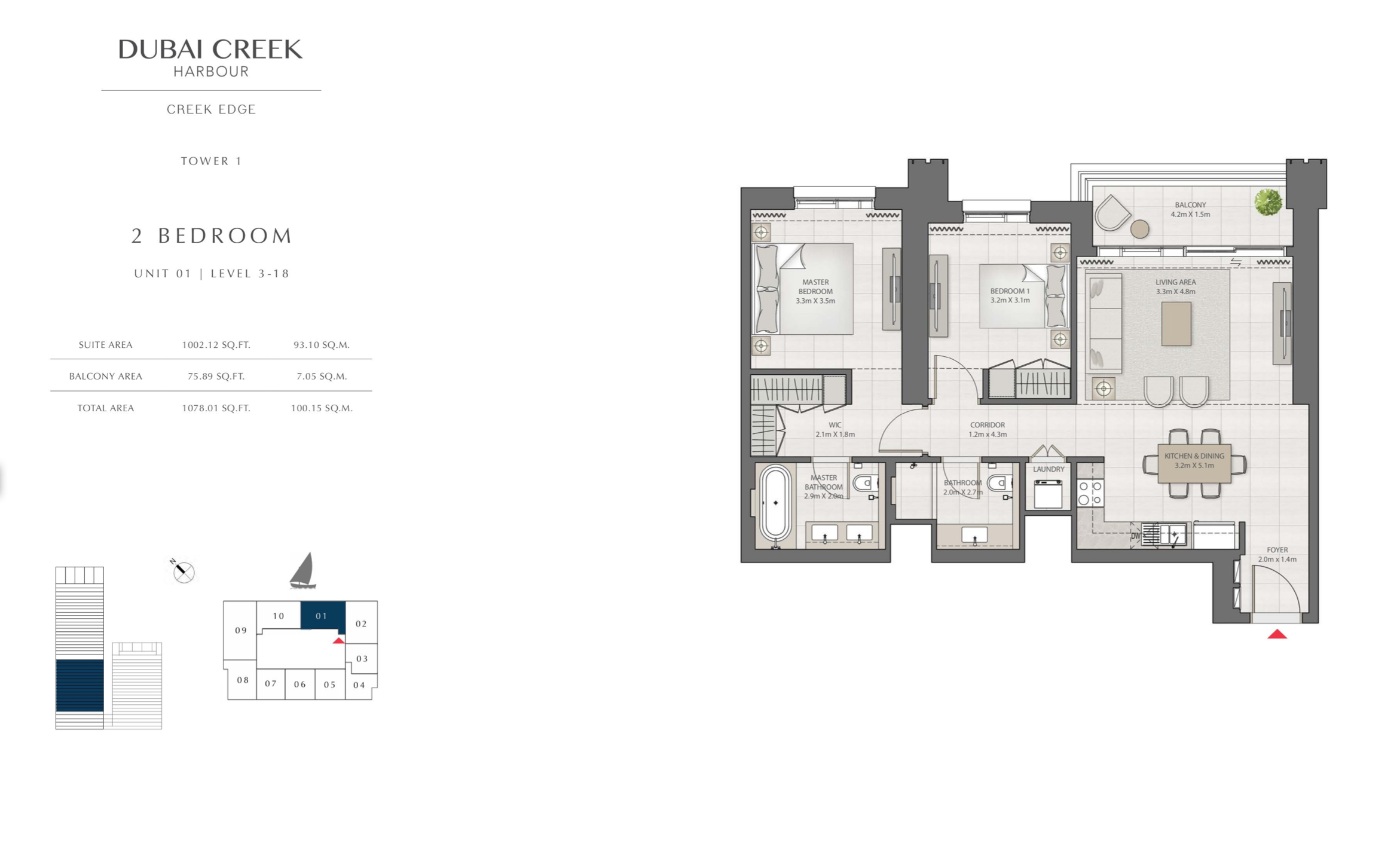 2 Bedroom Level 3-18 / Unit 1