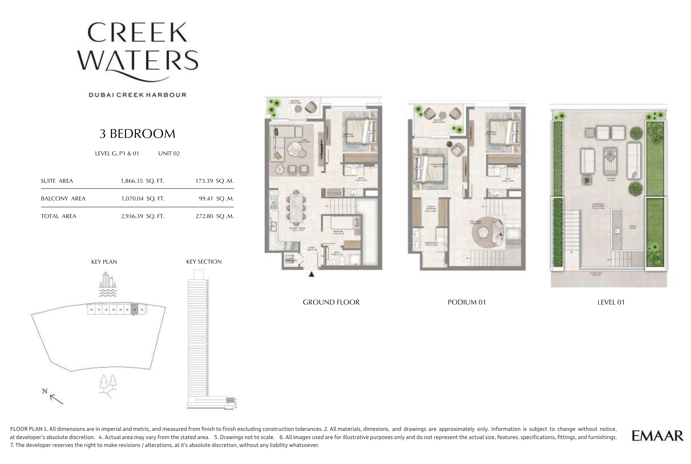 3 Bedroom Unit 2 - Level G, P1 & 1