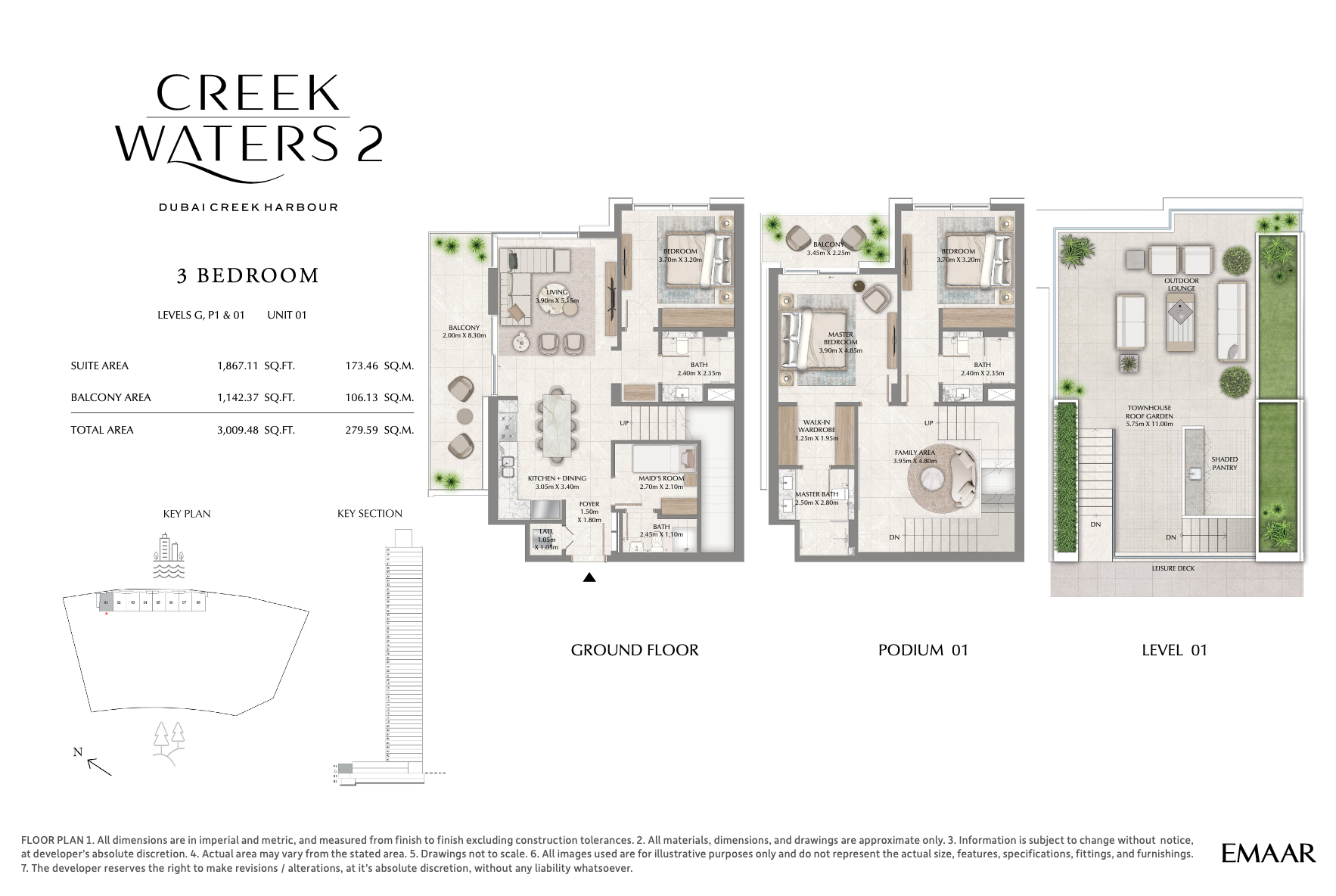 3 Bedroom Unit 1 - Level G,P1 & 1