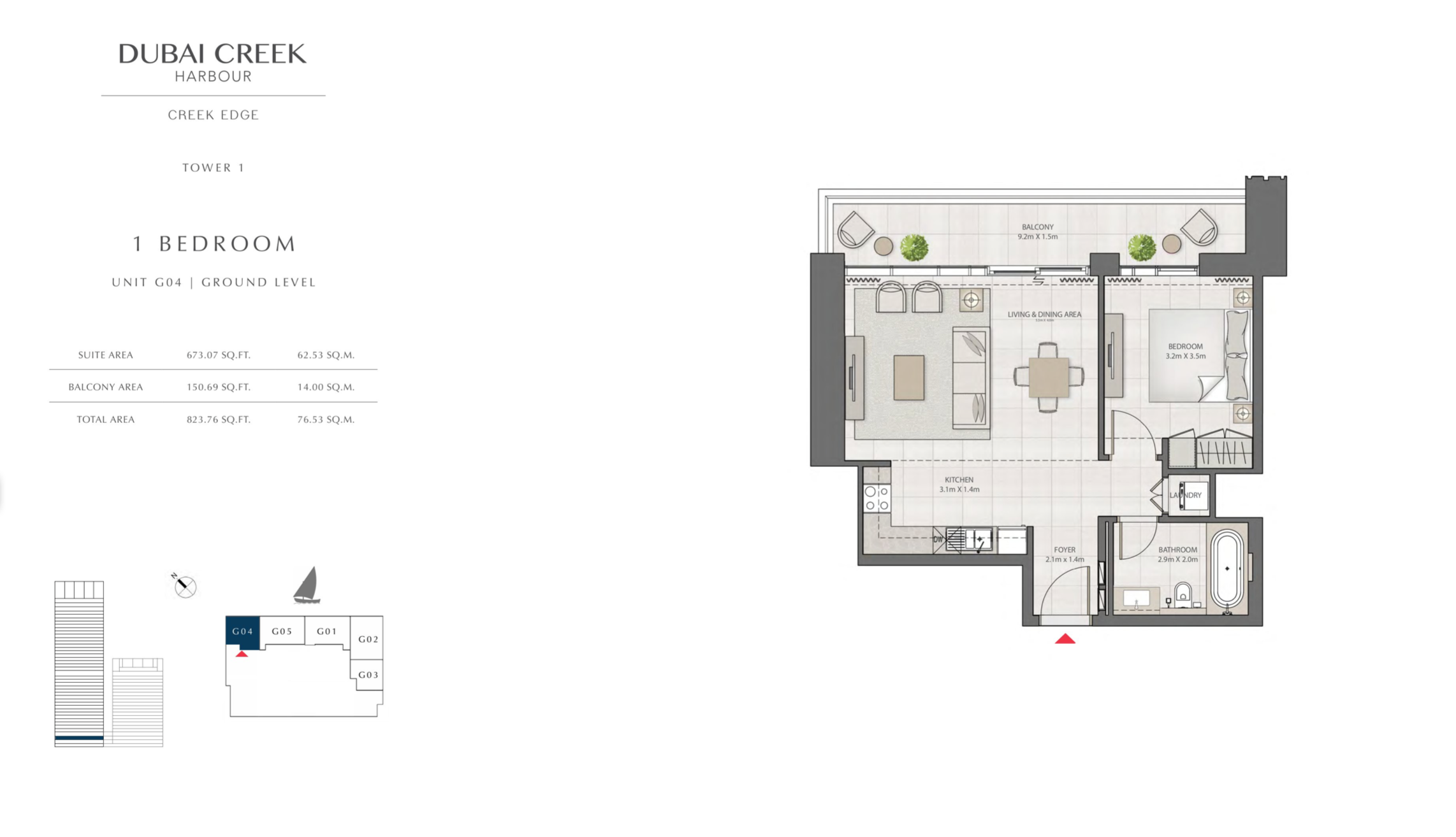 1 Bedroom Ground Level / Unit 4