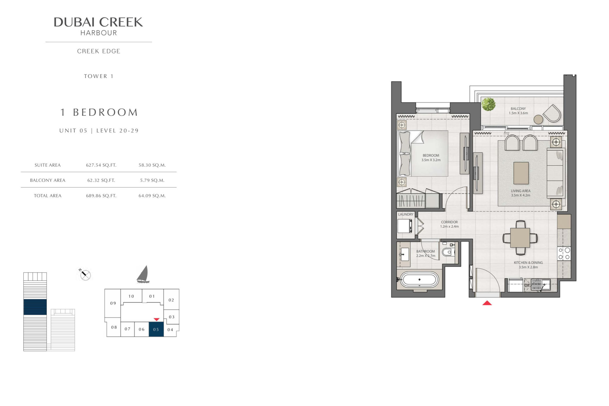 1 Bedroom - level 20-29/ Unit 5