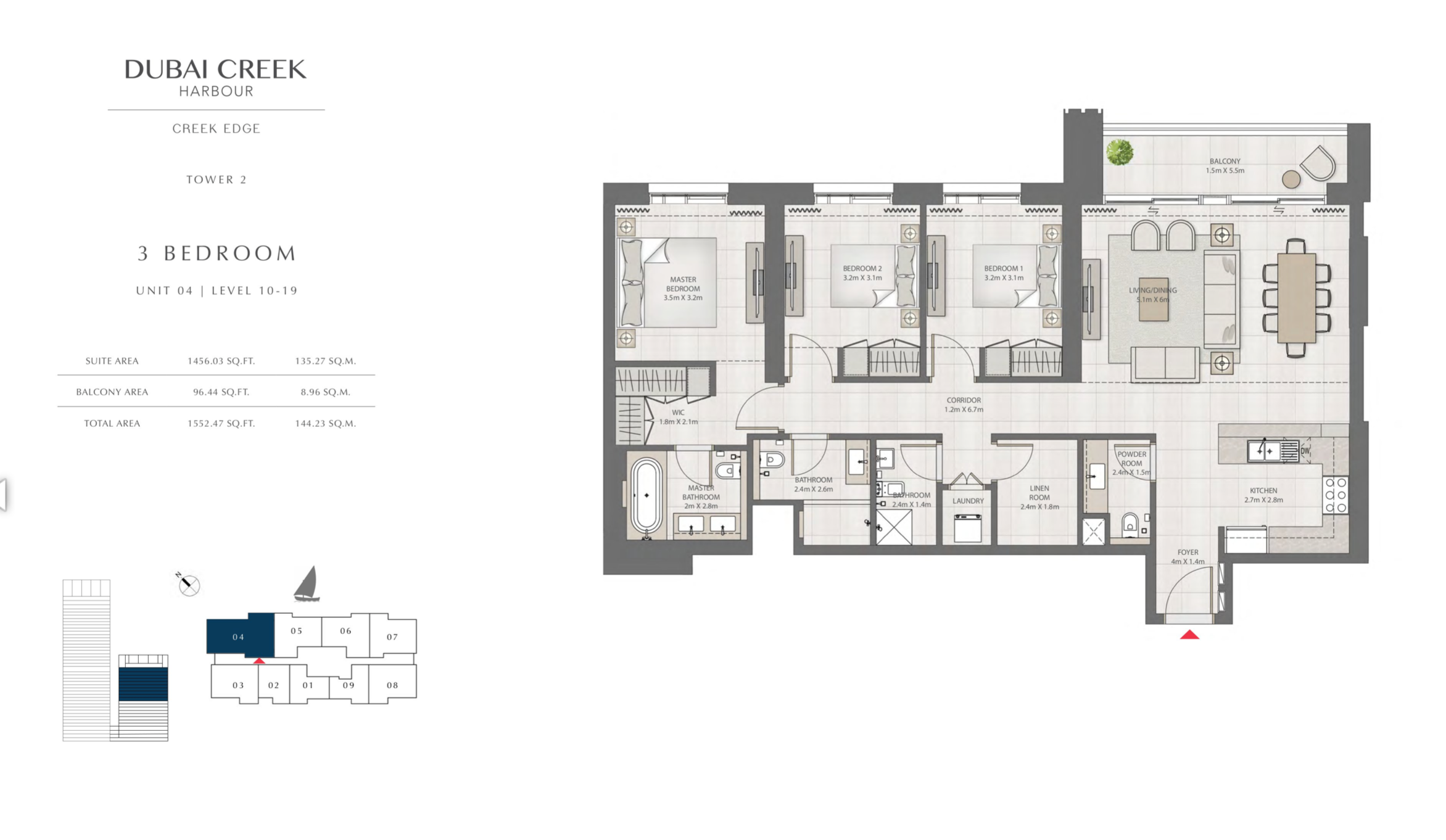 3 Bedroom Level 10-19 / Unit 4