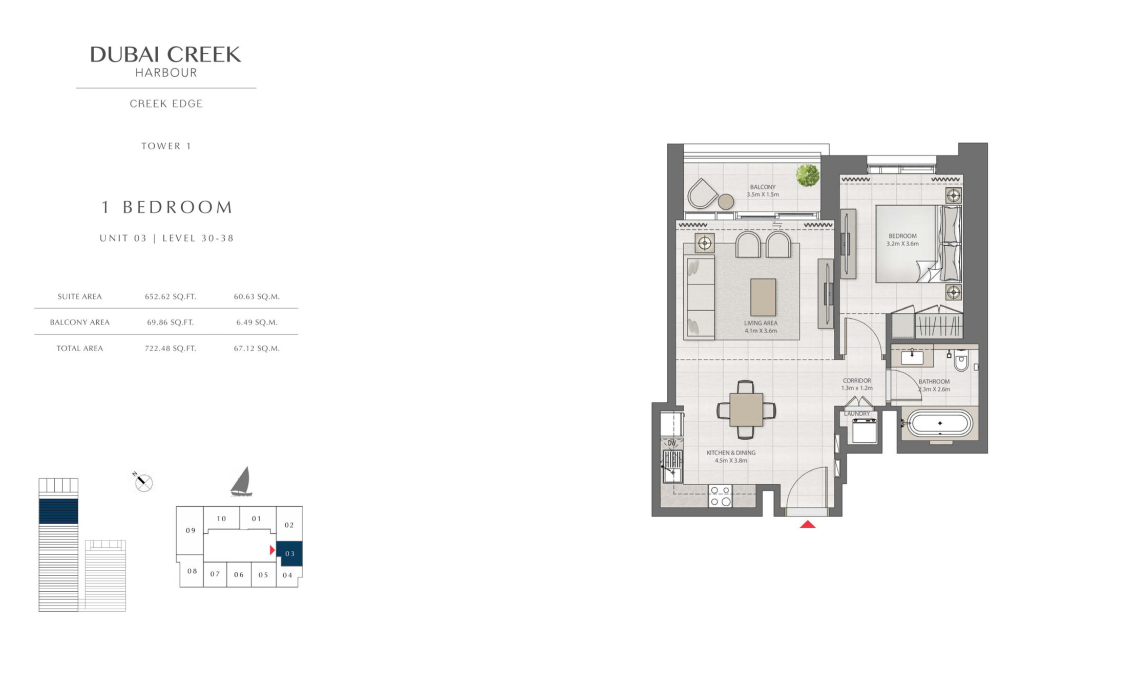 1 Bedroom Level 30-38 / Unit 3