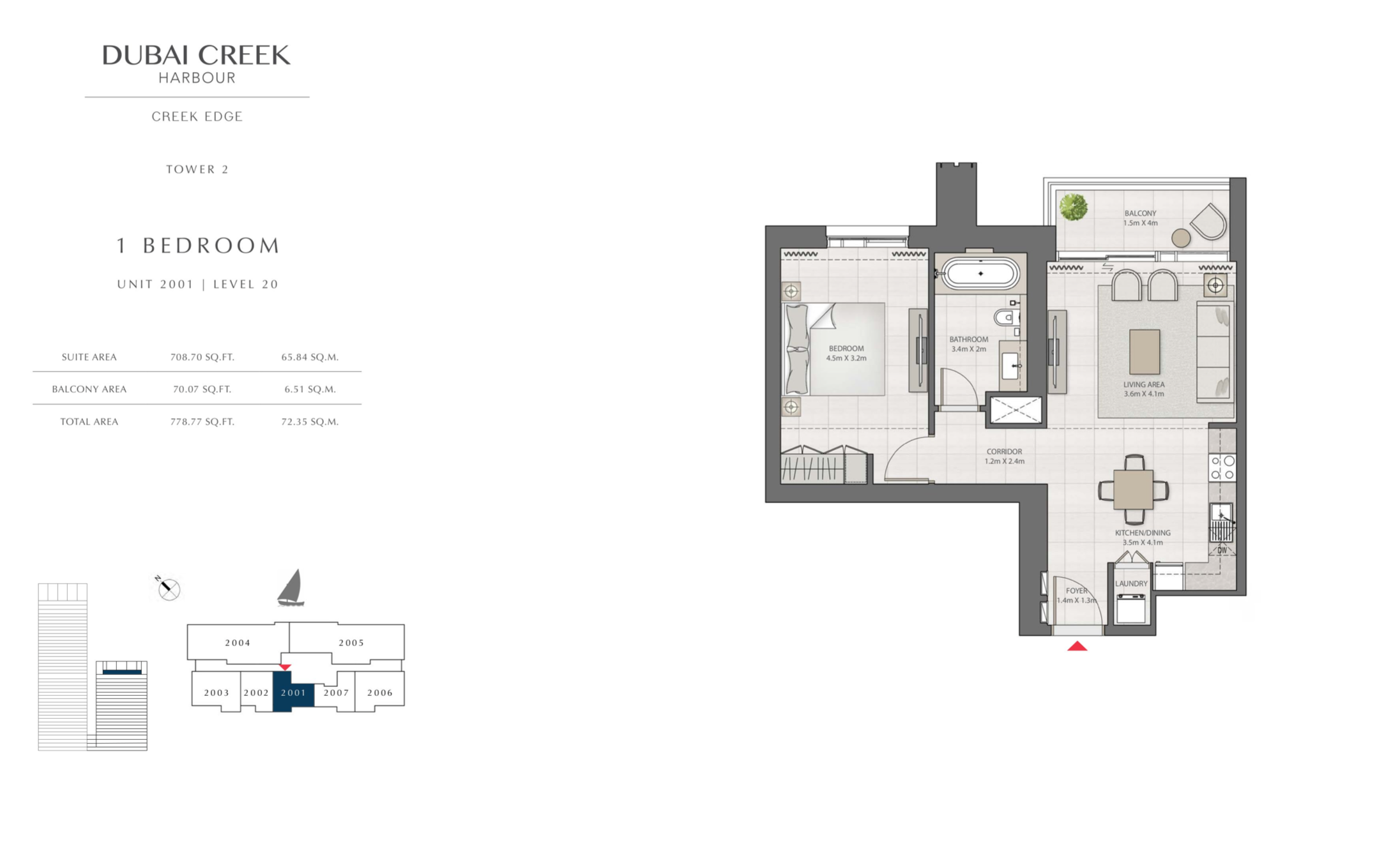 1 Bedroom Level 20 / Unit 1
