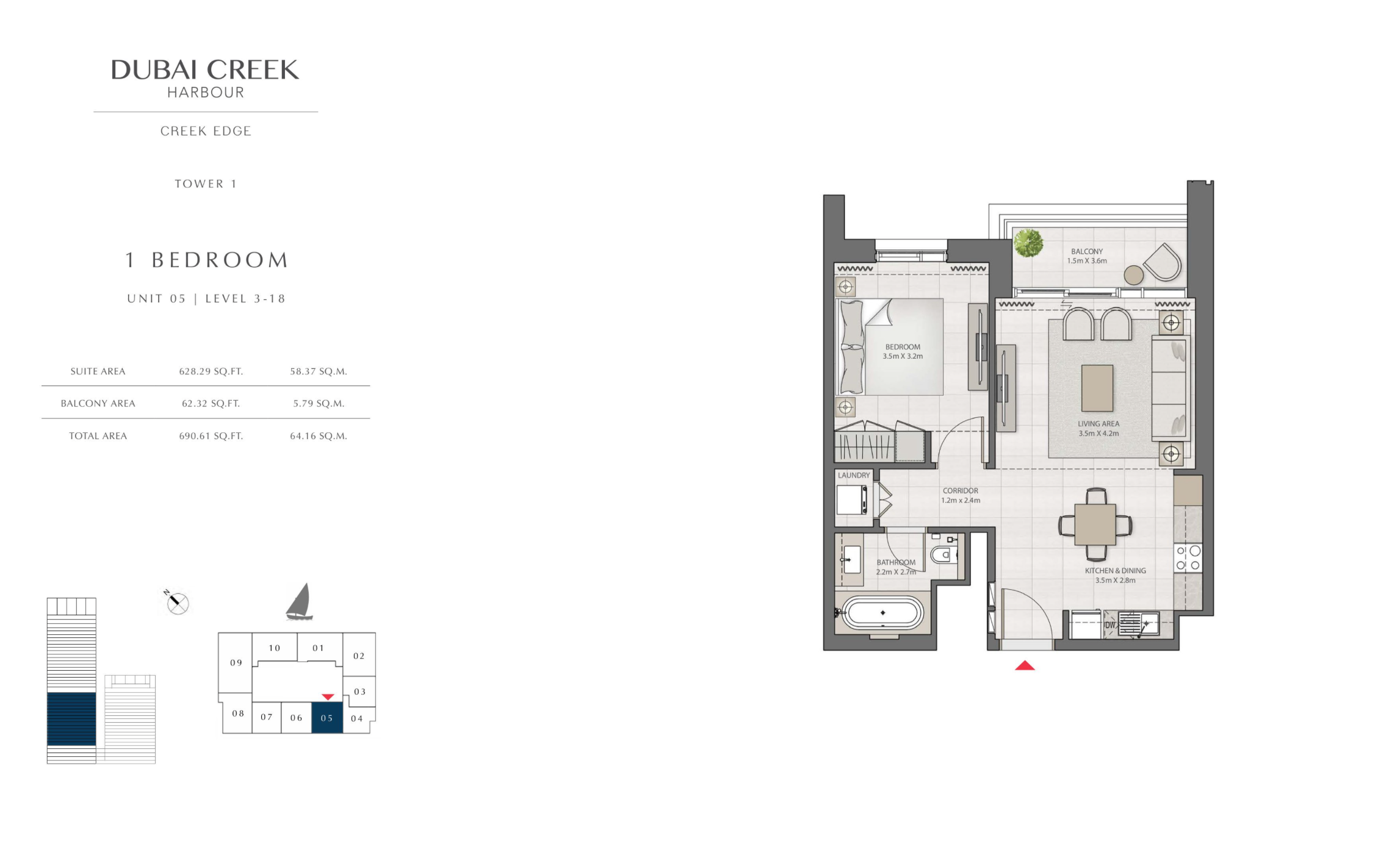 1 Bedroom Level 3-18 / Unit 5