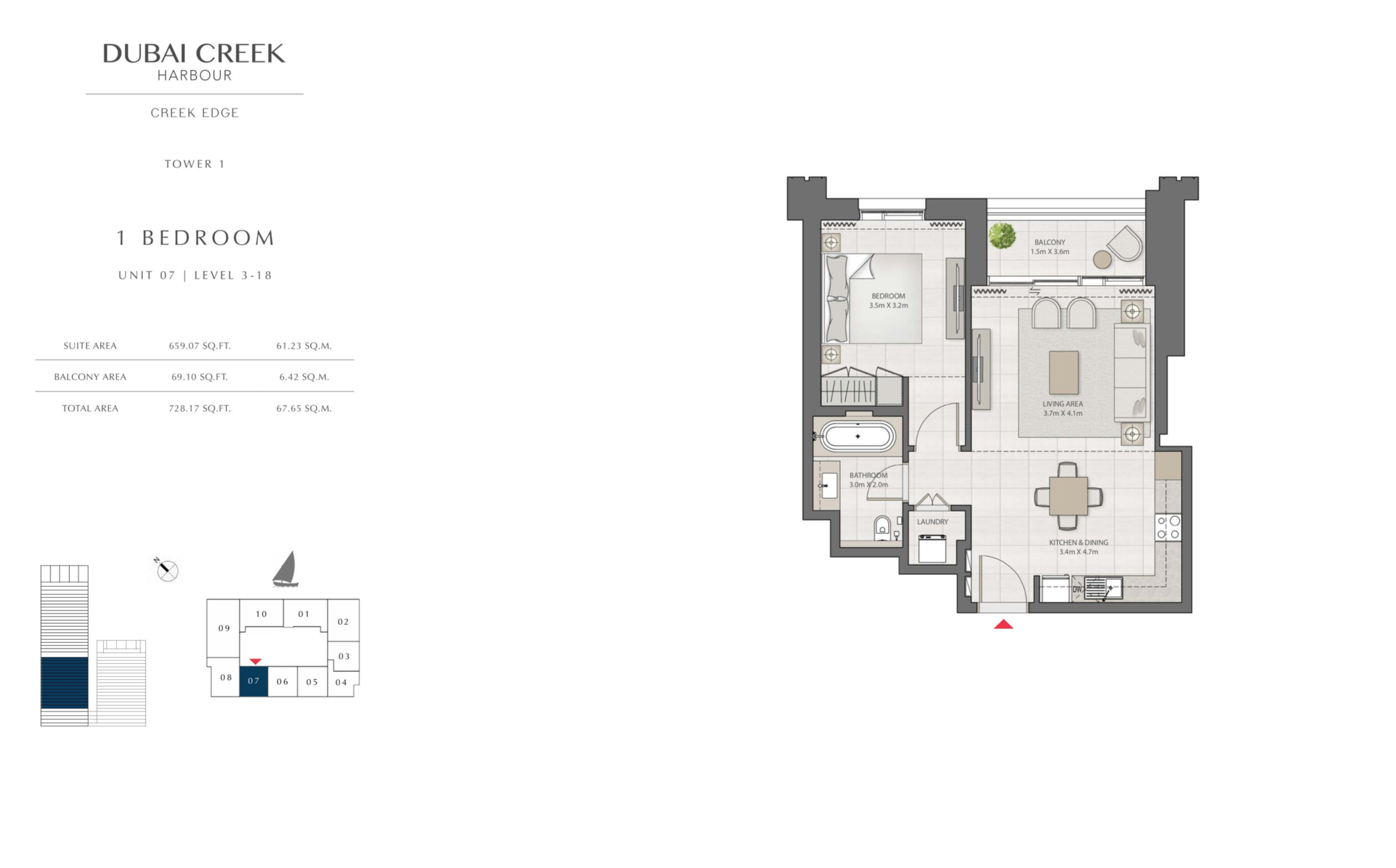 1 Bedroom Level 3-18 / Unit 7