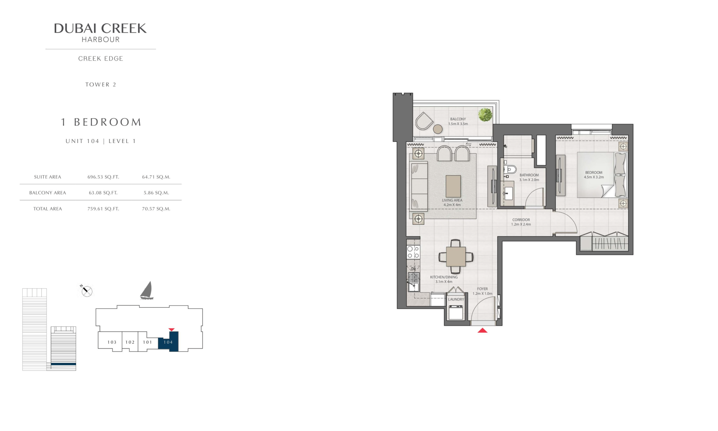 1 Bedroom Level 1 / Unit 4